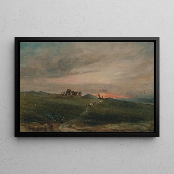 Stonehenge at Sunset - John Constable — framed artwork on a wall