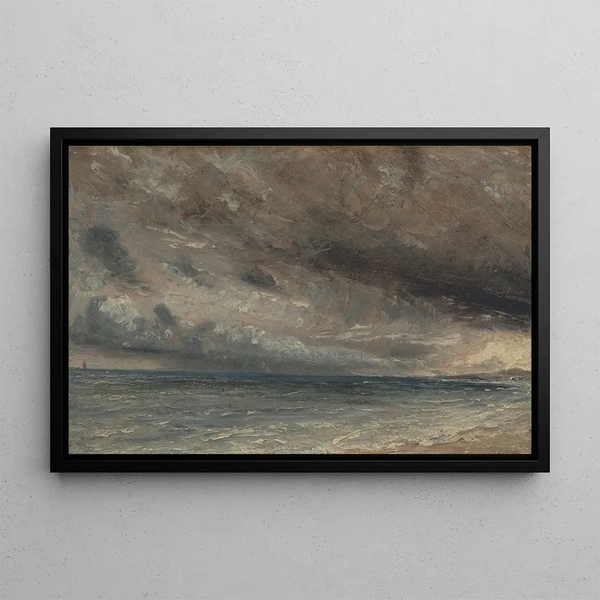 Stormy Sea Painting at Brighton - John Constable — framed artwork on a wall