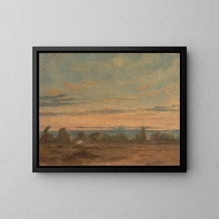 Summer Landscape Painting in the Evening - John Constable — framed artwork on a wall