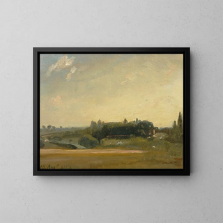 View towards the vicarage of East Bergholt - John Constable — framed artwork on a wall