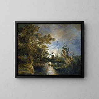 Moonlight on the Yare - John Crome — framed artwork on a wall