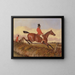 Hunting with hounds crossing a shoal - John Dalby — framed artwork on a wall