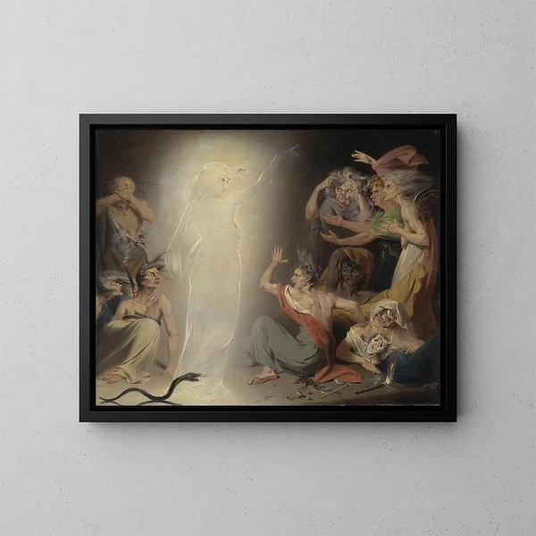The Ghost of Clytemnestra Awakening the Furies - John Downman — framed artwork on a wall