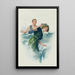 Young man splashing a young woman with water at the beach - John E Sutcliffe — framed artwork on a wall