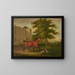 a painting of a chestnut horse and a dog in front of Humewood Manor near Wicklow - John Ferneley — framed artwork on a wall