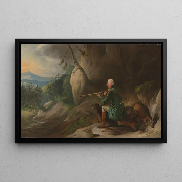John Henry Bucklitch, Gardien de Lord Kintore, Traquant le Chevreuil à Keith Hall - John Ferneley — framed artwork on a wall