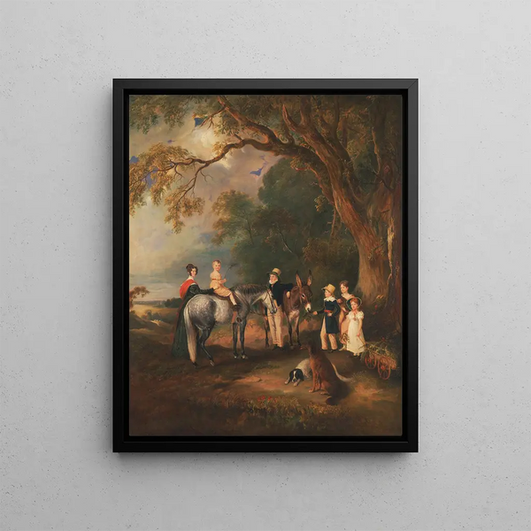 Mademoiselle Catherine Herrick with her nieces and nephews, the five eldest children of Reverend and Mrs. Hen - John Ferneley — framed artwork on a wall