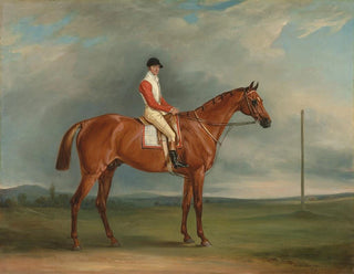 M. Sadler painting, a chestnut racehorse with Chapple in the saddle - John Ferneley — artwork view