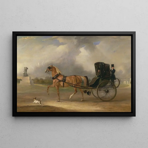 William Massey Stanley driving his cabriolet in Hyde Park - John Ferneley — framed artwork on a wall