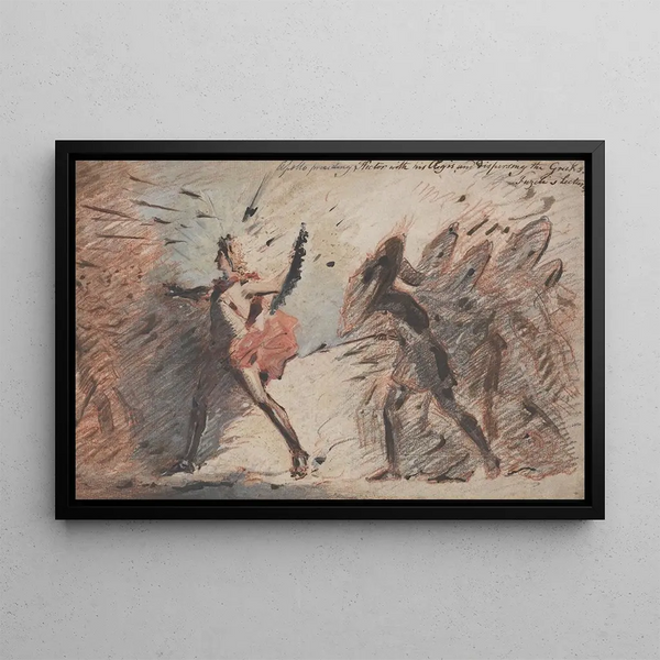 Apollon painting preceding Hector with his aegis and dispersing the Greeks, Fuseli's lectures - John Flaxman — framed artwork on a wall