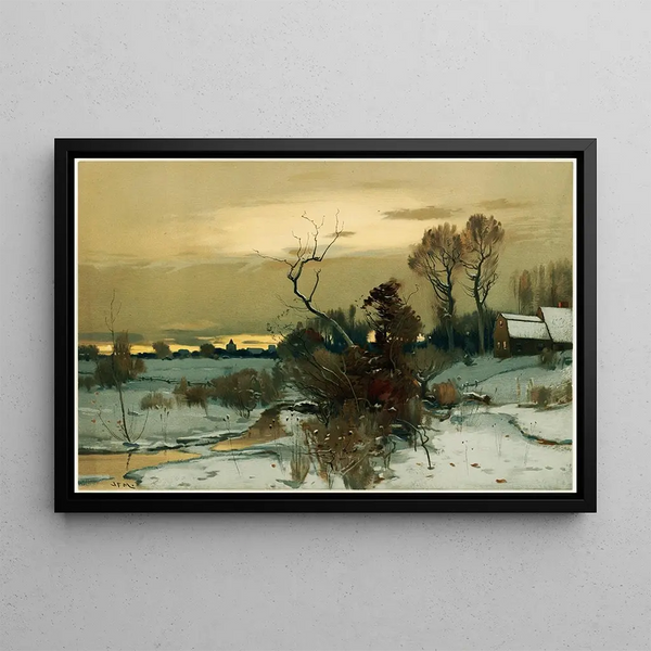 Winter Landscape Painting - John Francis Murphy — framed artwork on a wall