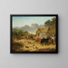 horses drinking at a trough with pigs and chickens in a farmyard - John Frederick Herring Jr. — framed artwork on a wall