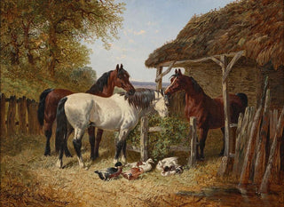 Horses and ducks in a farmyard - John Frederick Herring Jr. — artwork view