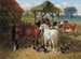Horses, cows and chickens in a farmyard - John Frederick Herring Jr. — artwork view