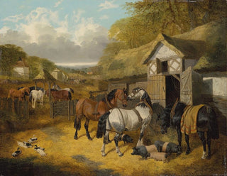 Horses, pigs and ducks in a farmyard - John Frederick Herring Jr. — artwork view