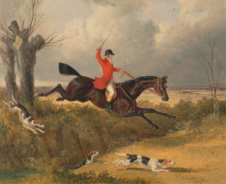 Hunting with hounds crossing a ditch - John Frederick Herring the Elder — artwork view