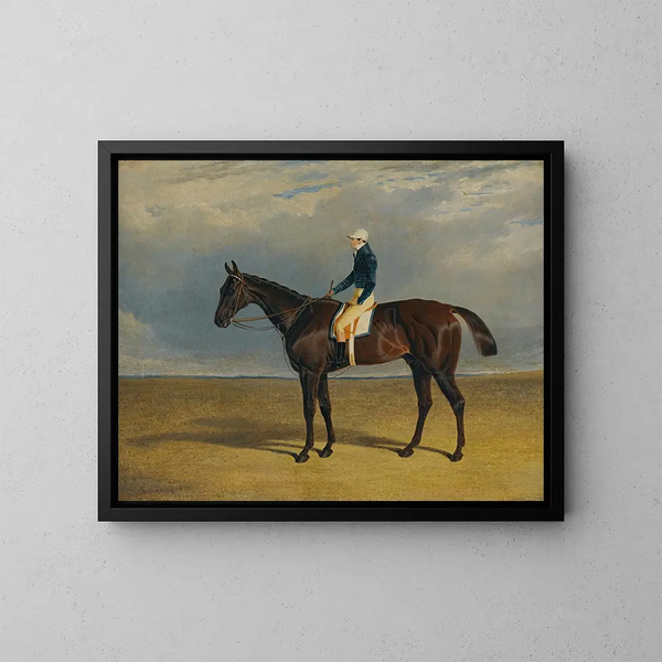 Margrave, a chestnut racehorse with jockey James Robinson at Doncaster - John Frederick Herring the Elder — framed artwork on a wall