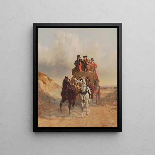The Royal Mail Coach on the Road - John Frederick Herring the Elder — framed artwork on a wall