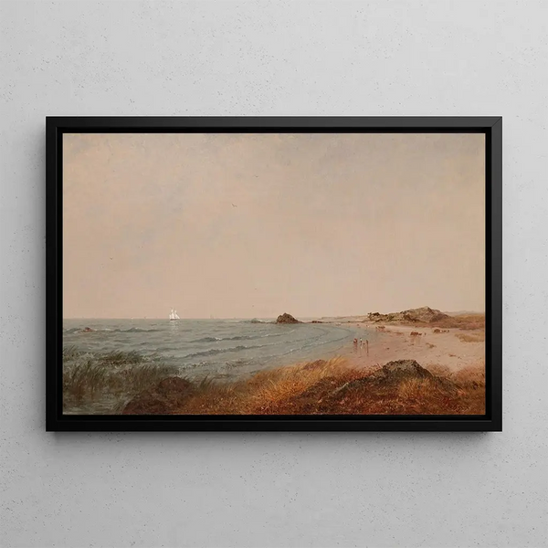 Beach in Beverly, Massachusetts - John Frederick Kensett — framed artwork on a wall