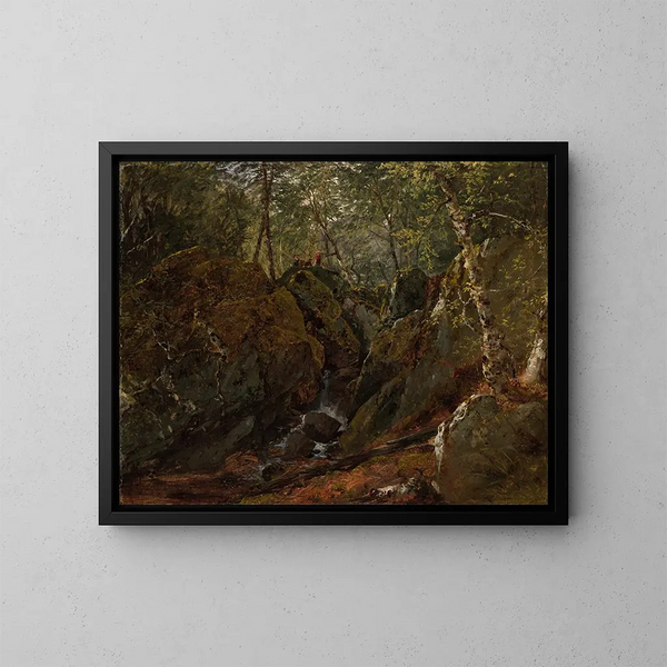 Waterfall of the Catskills - John Frederick Kensett — framed artwork on a wall