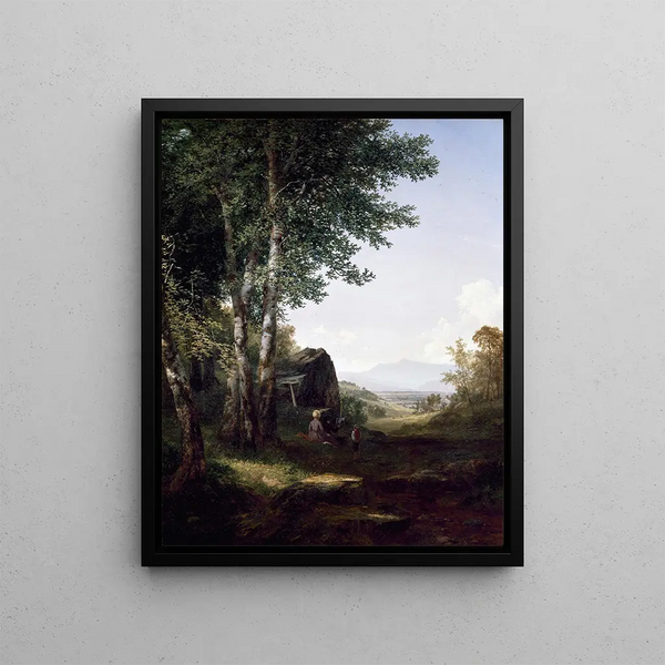 the distant view of Mansfield Mountain, Vermont - John Frederick Kensett — framed artwork on a wall