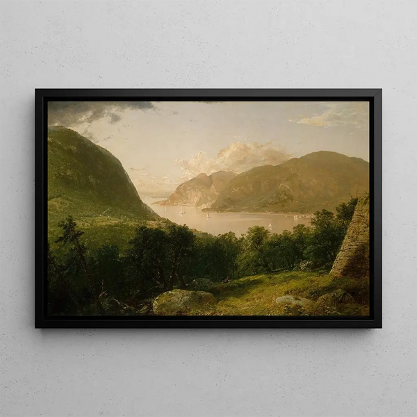 Hudson River Scene - John Frederick Kensett — framed artwork on a wall