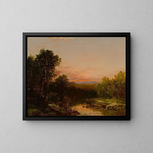 Sunset over the Catskills - John Frederick Kensett — framed artwork on a wall
