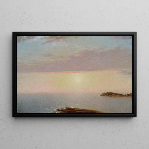 Sunset Painting - John Frederick Kensett — framed artwork on a wall