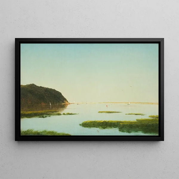 View of the Shrewsbury River, New Jersey - John Frederick Kensett — framed artwork on a wall