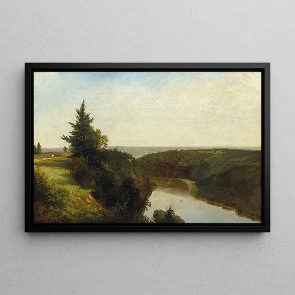 View of the Genesee near Mount Morris - John Frederick Kensett — framed artwork on a wall