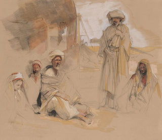 a Bedouin encampment at Gebel Tor in the Sinai Desert - John Frederick Lewis — artwork view