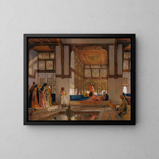 A Lady Receiving Visitors - John Frederick Lewis — framed artwork on a wall