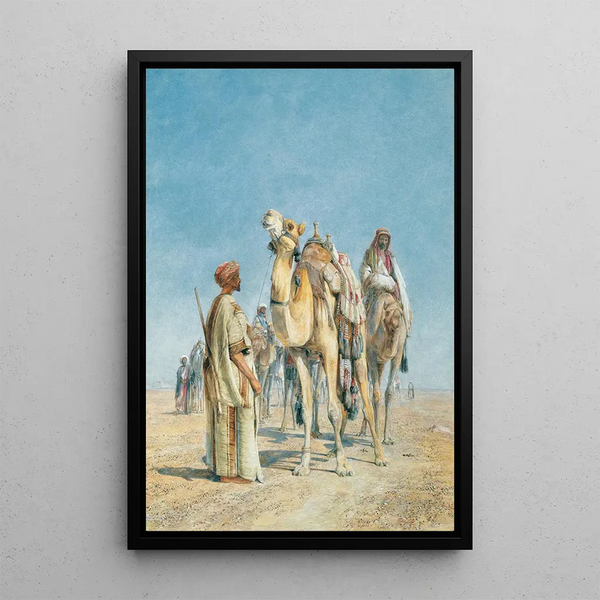 Halt in the desert - John Frederick Lewis — framed artwork on a wall