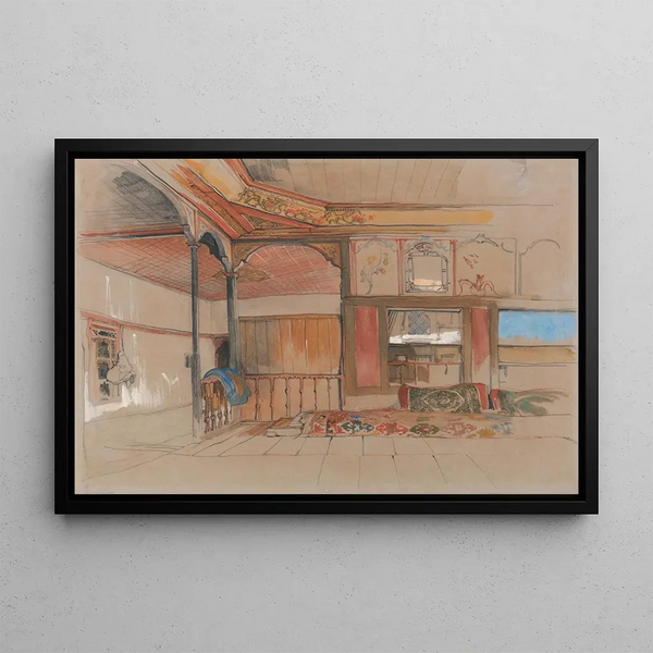 Interior of an Eastern House - John Frederick Lewis — framed artwork on a wall