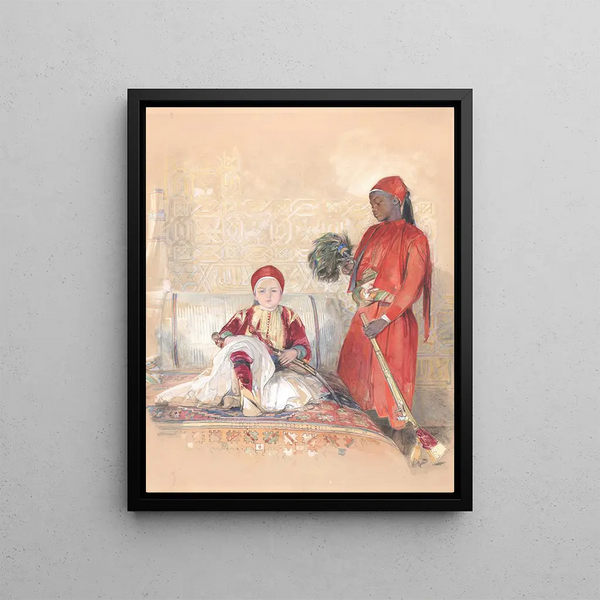 Iskander Bey and his servant - John Frederick Lewis — framed artwork on a wall
