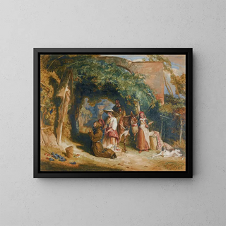 Peasants of the Italian Tyrol in prayer - John Frederick Lewis — framed artwork on a wall