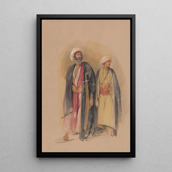 Cheikh Hussein de Gebel Tor et son fils - John Frederick Lewis — framed artwork on a wall
