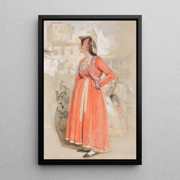 Study of a Young Neapolitan Woman in Rome - John Frederick Lewis — framed artwork on a wall