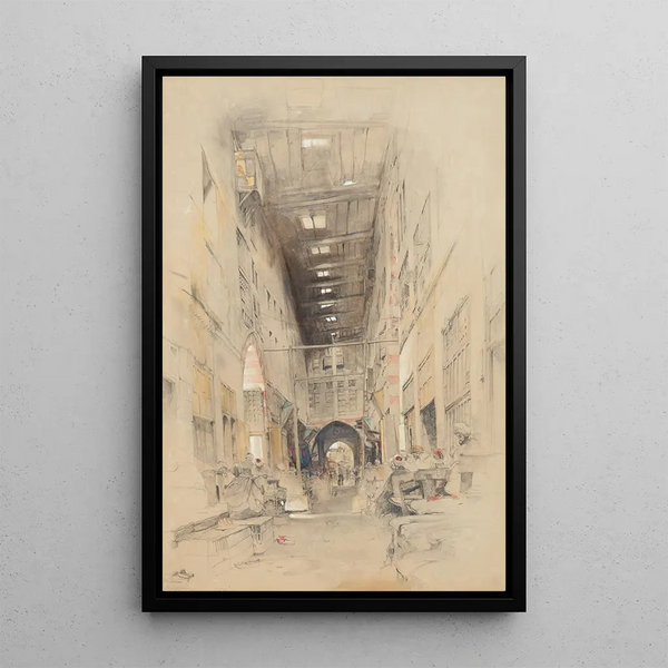 Le bazar Bezestein El Khan Khalil au Caire - John Frederick Lewis — framed artwork on a wall