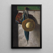 Straw hat, bag and umbrella - John Frederick Peto — framed artwork on a wall