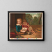 Two children with a book and a baguette - John Gast — framed artwork on a wall