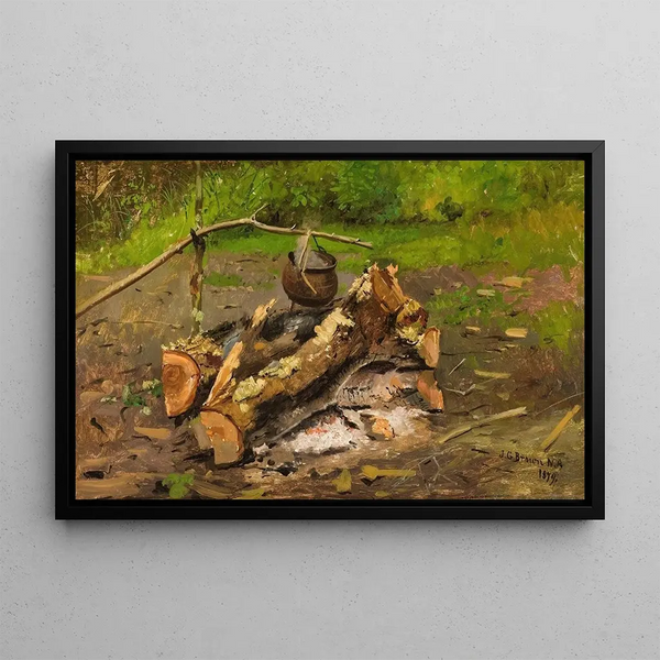 Camp dans le Vermont - John George Brown — framed artwork on a wall