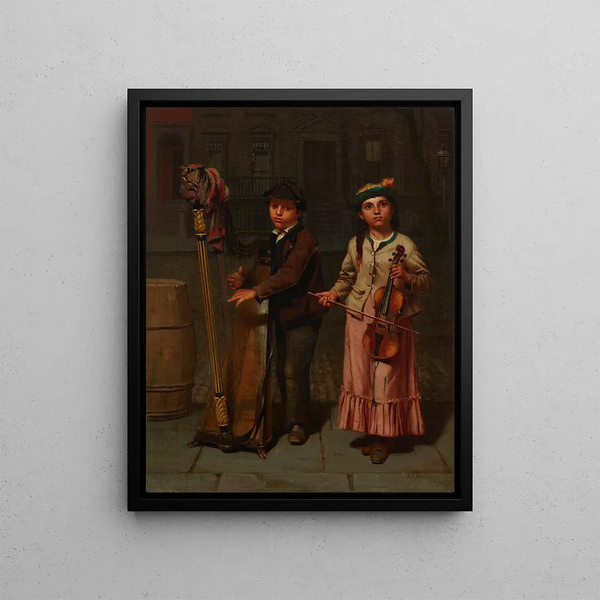 Les deux musiciens - John George Brown — framed artwork on a wall