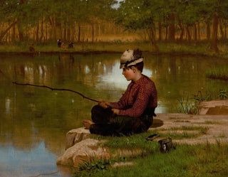 Waiting for a bite in Central Park - John George Brown — artwork view