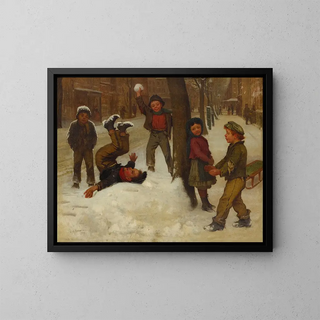 Winter Games - John George Brown — framed artwork on a wall