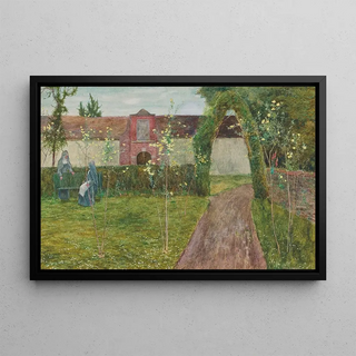 The Garden of the Convent - John George Sowerby — framed artwork on a wall