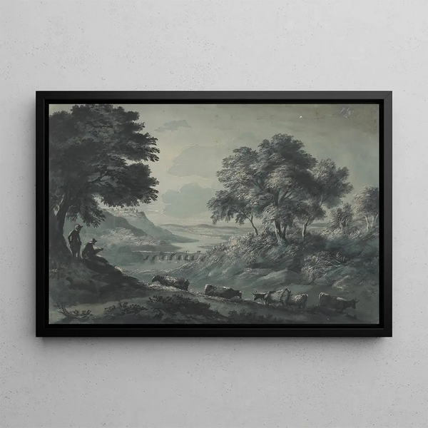Landscape with Cattle - John Glover — framed artwork on a wall