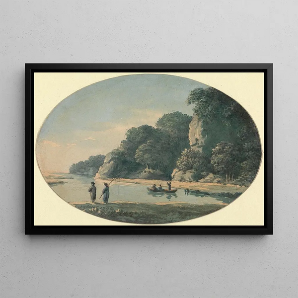 River with Fishermen - John Glover — framed artwork on a wall