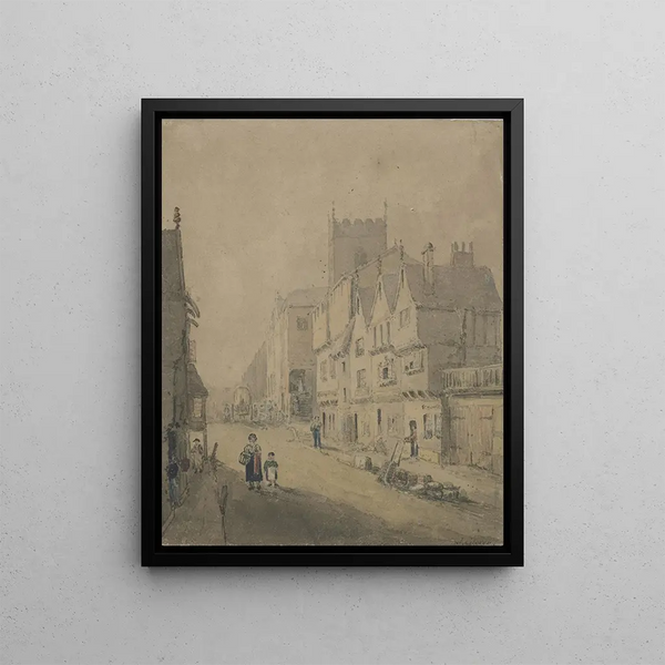 Street scene painting - John Glover — framed artwork on a wall