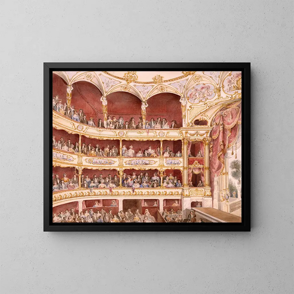 Interior painting of the St James Theatre in London - John Gregory Crace — framed artwork on a wall